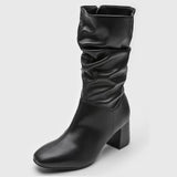Beira Rio 9076-102 Mid-Calf Scrunched up Boot in Black Napa
