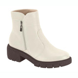 Beira Rio 9077-211 Low Heel Ankle Boot in White
