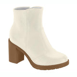 Beira Rio 9088-101 Block Heel Ankle Boot in Off White