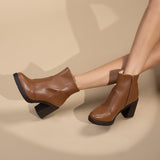 Beira Rio 9088-101 Block Heel Ankle Boot in Caramel