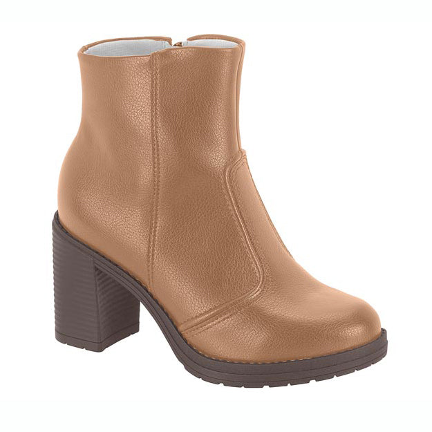 Beira Rio 9088-101 Block Heel Ankle Boot in Caramel