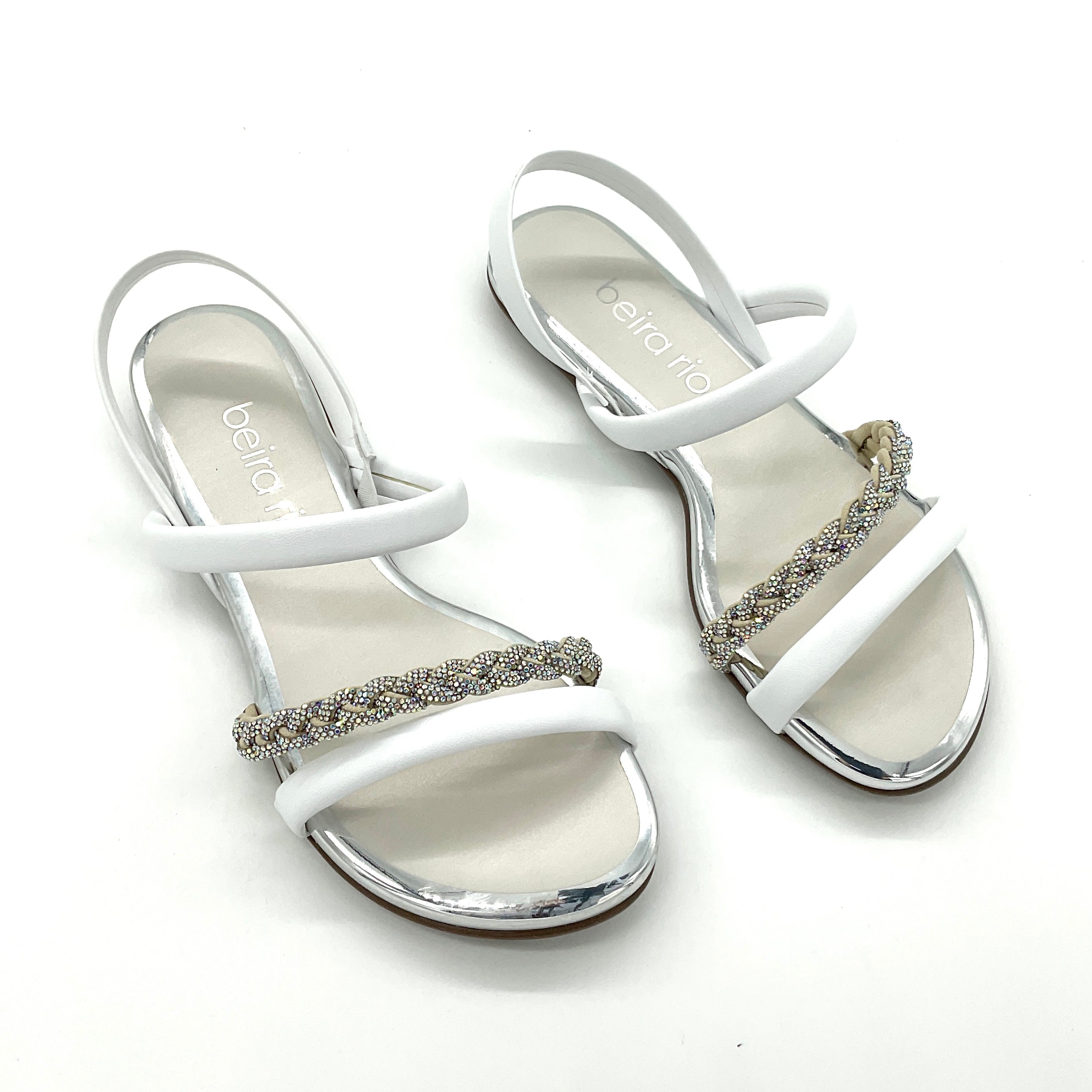 Beira Rio 8367-641 Braided Strap Flat Sandal in White