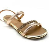 Beira Rio 8367-641 Braided Strap Flat Sandal in Rose Gold