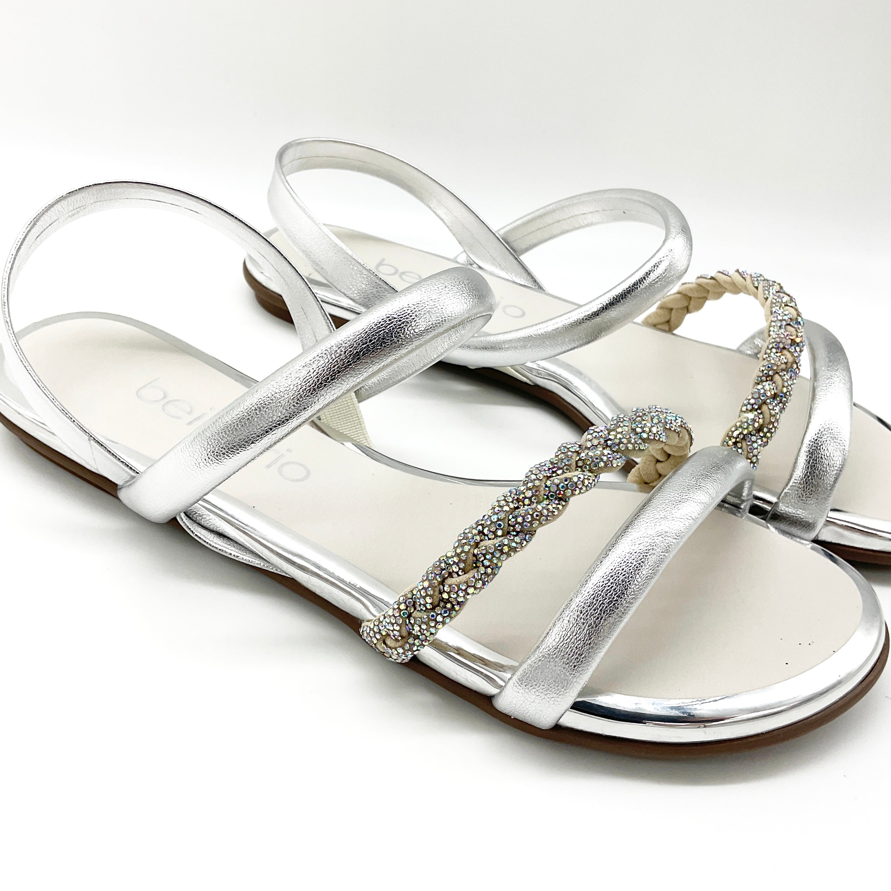 Beira Rio 8367-641 Braided Strap Flat Sandal in Silver