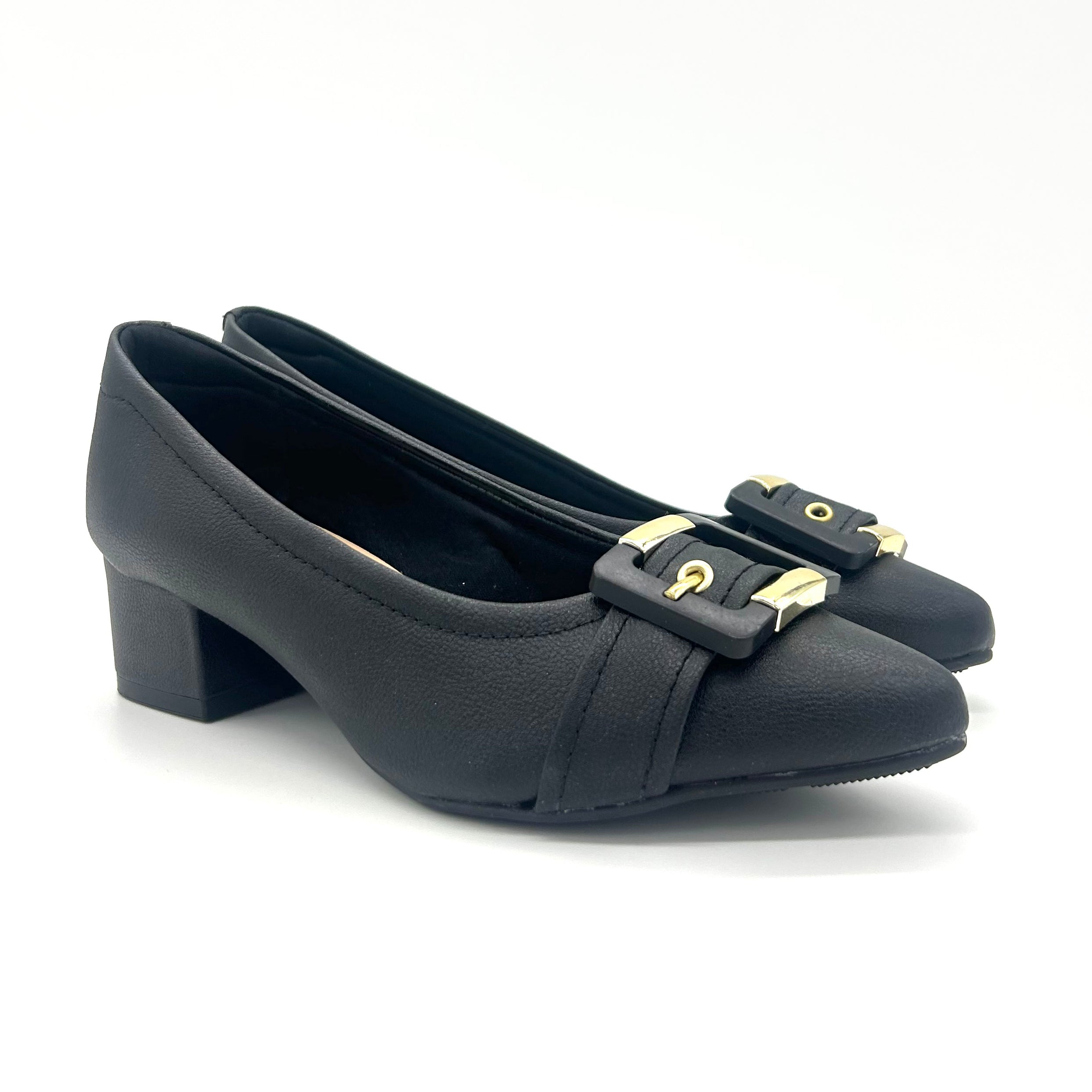 Modare 7340-133 Block Heel Pointy Toe Pump in Black Napa