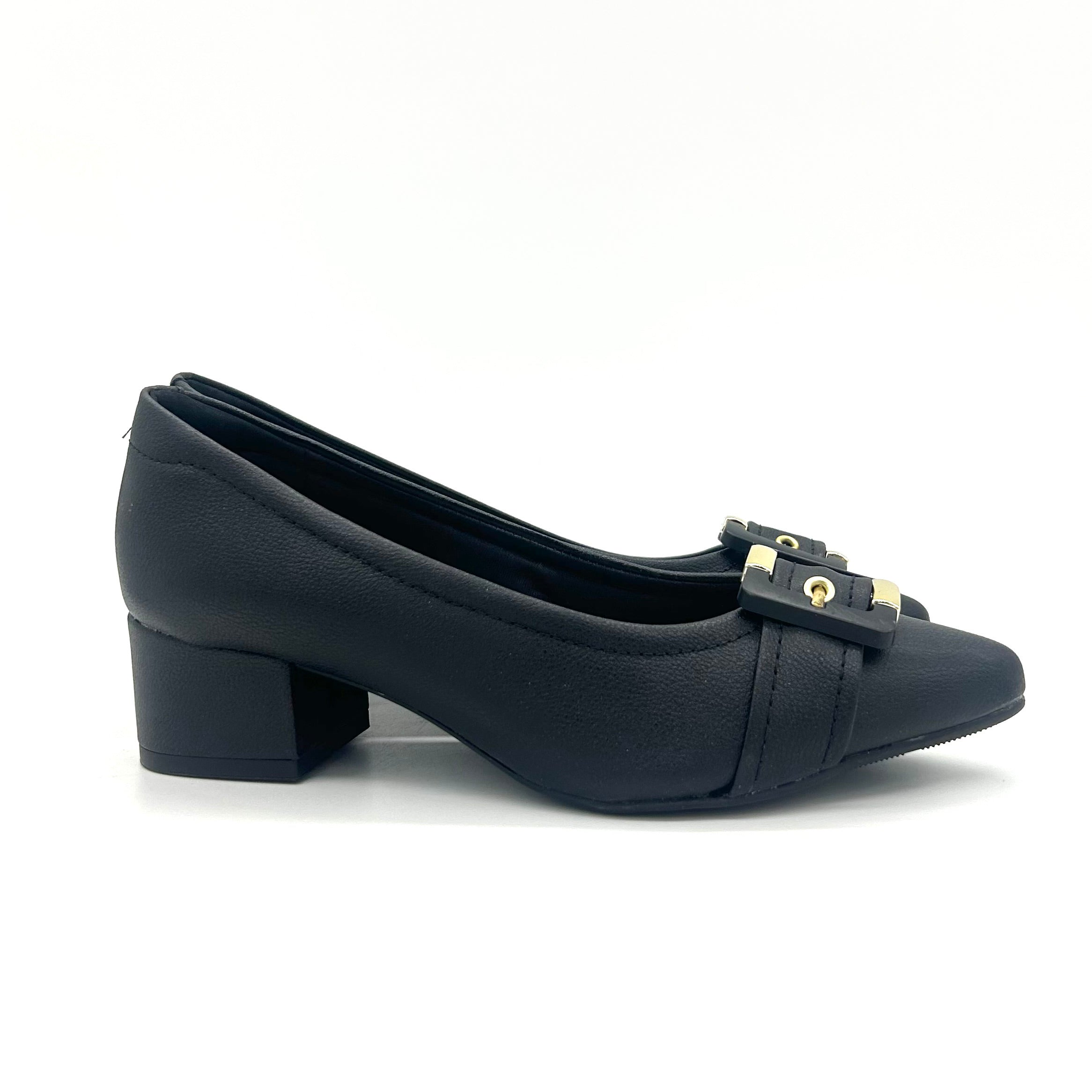 Modare 7340-133 Block Heel Pointy Toe Pump in Black Napa