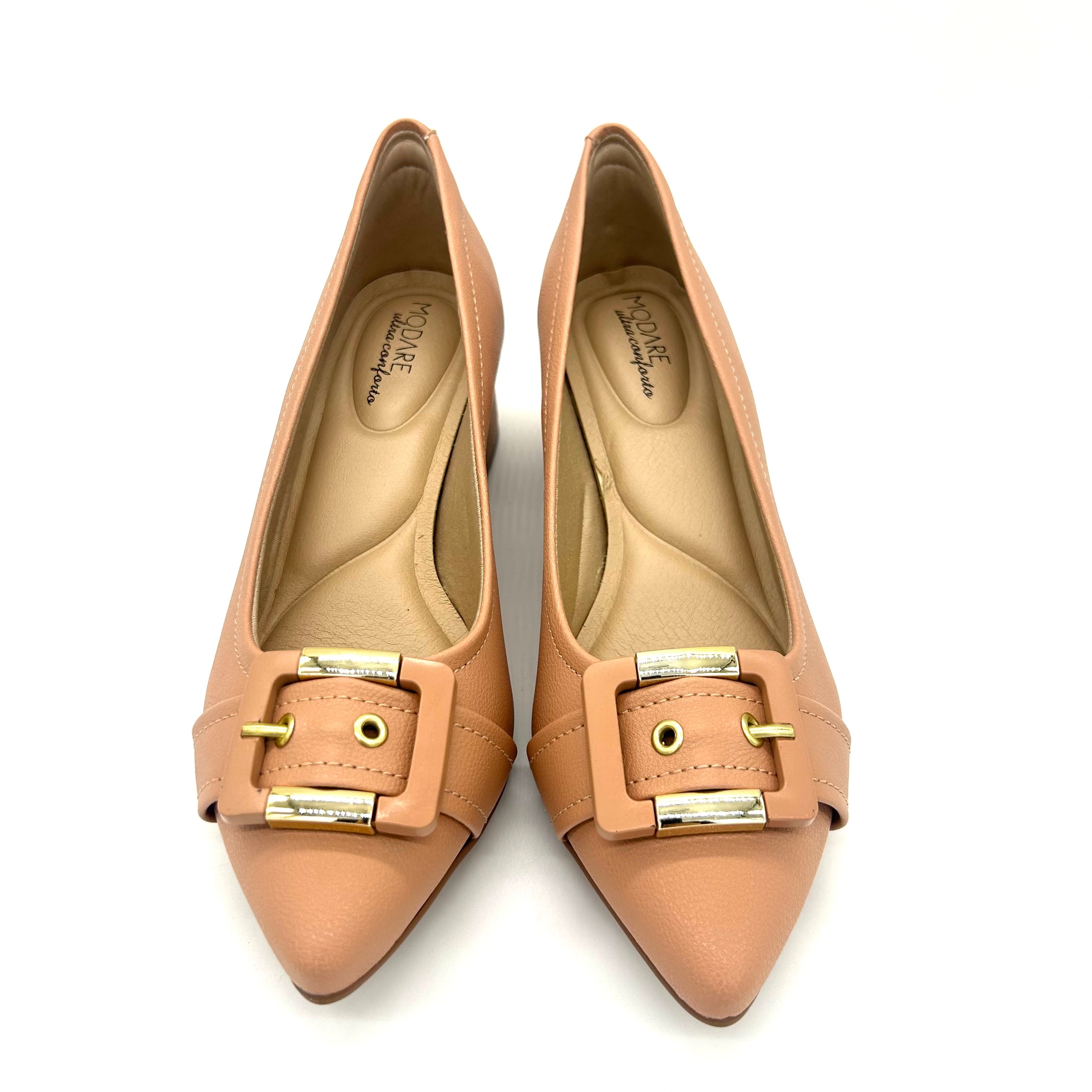Modare 7340-133 Block Heel Pointy Toe Pump in Nude Napa