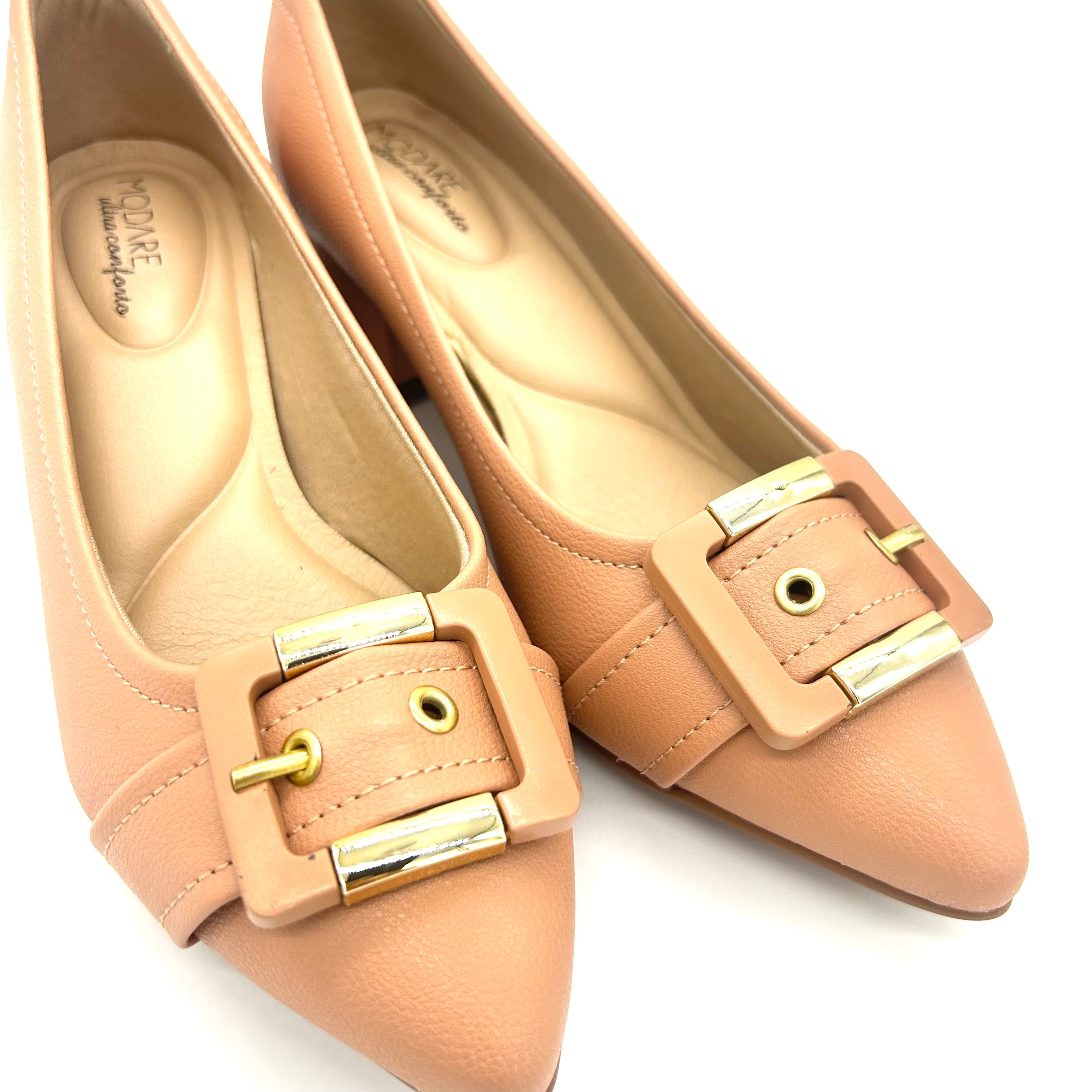 Modare 7340-133 Block Heel Pointy Toe Pump in Nude Napa
