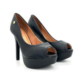 Vizzano 1830-500 Peeptoe Platform Pump in Black Napa
