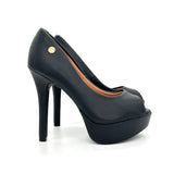 Vizzano 1830-500 Peeptoe Platform Pump in Black Napa