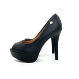 Vizzano 1830-500 Peeptoe Platform Pump in Black Napa