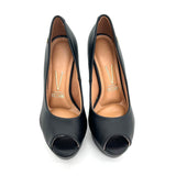 Vizzano 1830-500 Peeptoe Platform Pump in Black Napa