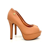 Vizzano 1830-500 Peeptoe Platform Pump in Nude Napa