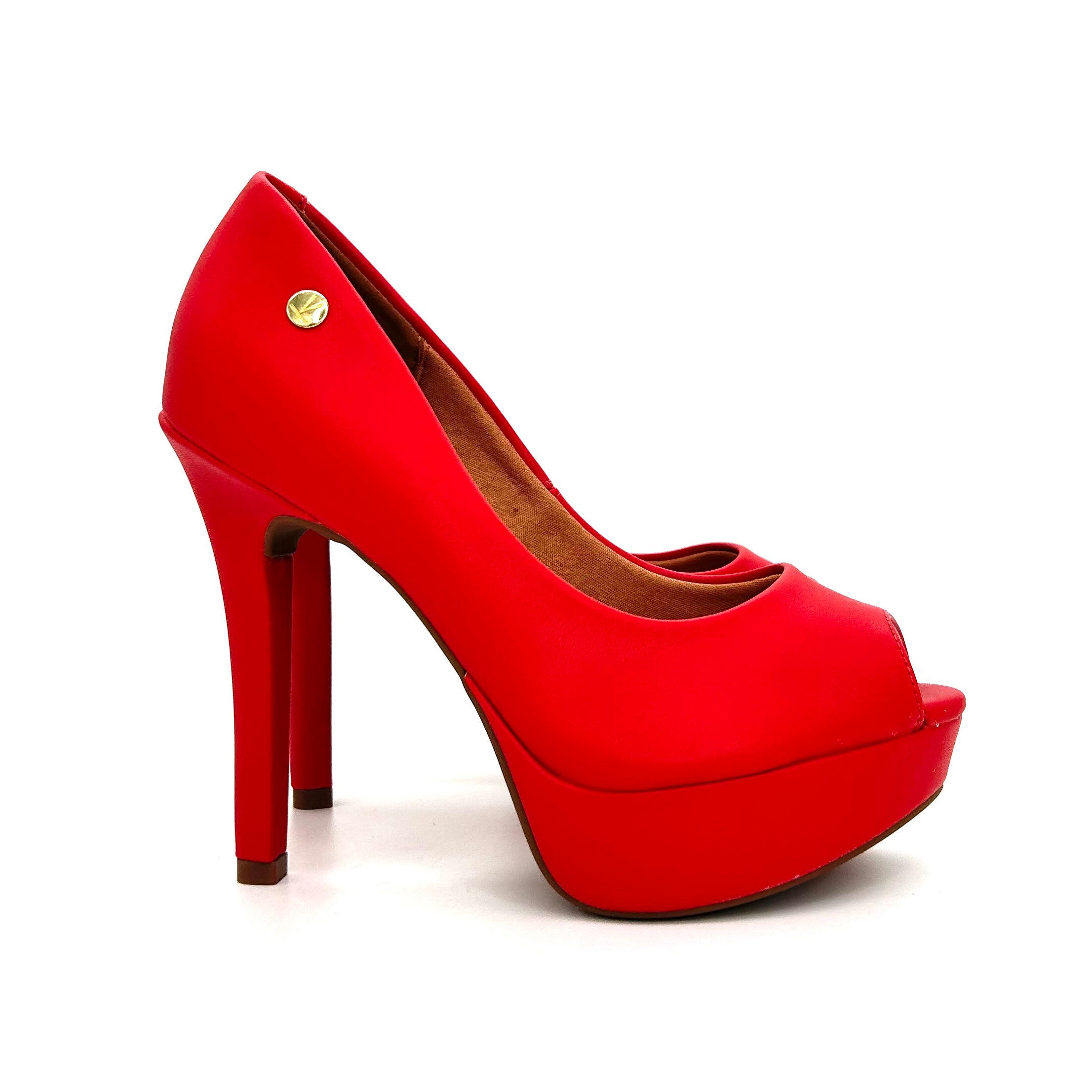 Vizzano 1830-500 Peeptoe Platform Pump in Red Napa