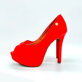 Vizzano 1830-500 Peeptoe Platform Pump in Red Napa