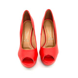 Vizzano 1830-500 Peeptoe Platform Pump in Red Napa