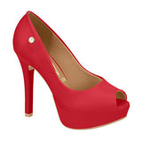 Vizzano 1830-500 Peeptoe Platform Pump in Red Napa