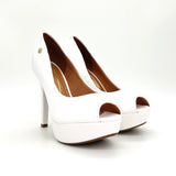 Vizzano 1830-500 Peeptoe Platform Pump in White Napa