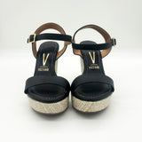 Vizzano 6283-2000 Raffia Wedge Sandal in Black Napa