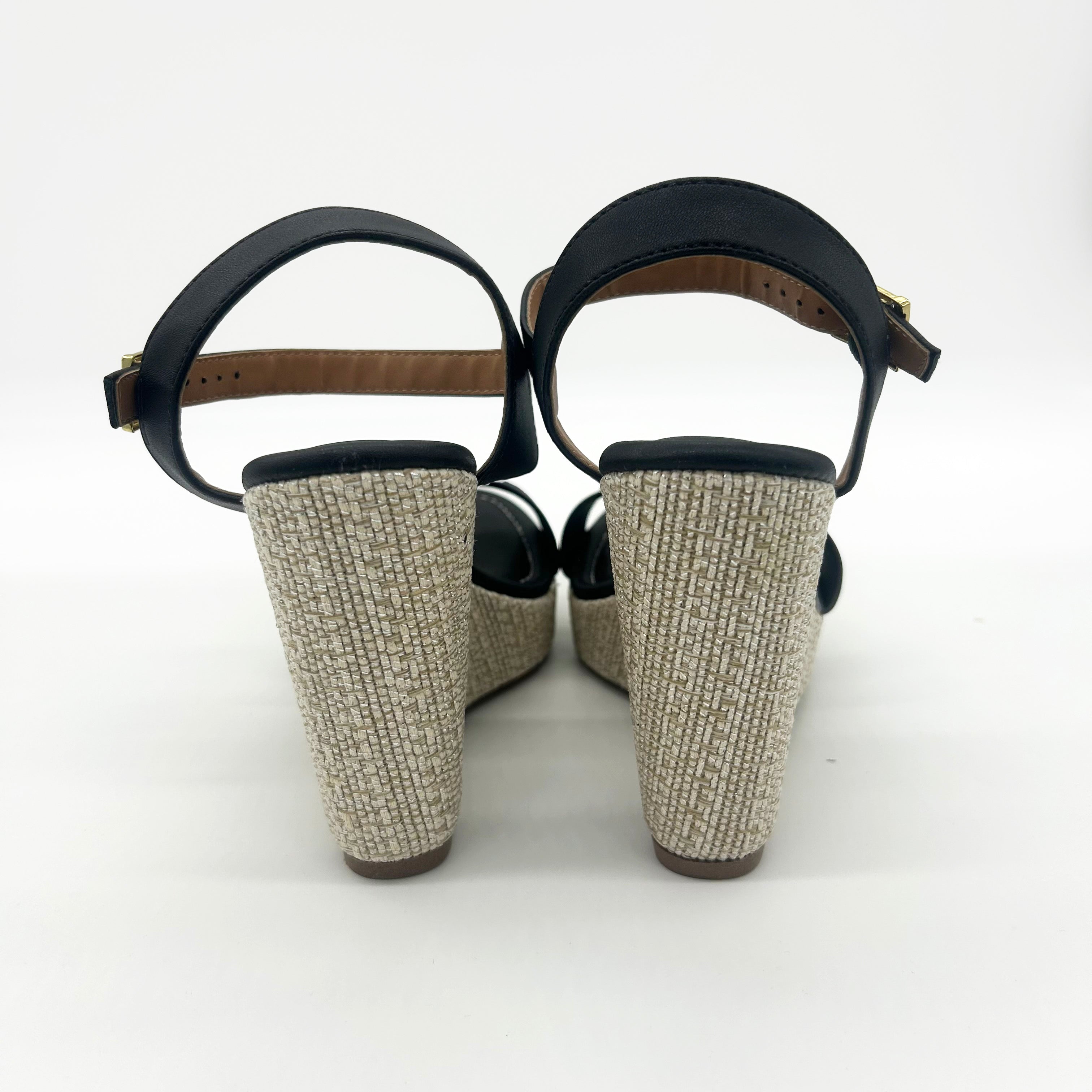 Vizzano 6283-2000 Raffia Wedge Sandal in Black Napa