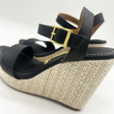 Vizzano 6283-2000 Raffia Wedge Sandal in Black Napa
