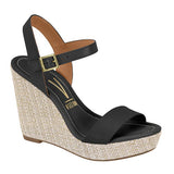 Vizzano 6283-2000 Raffia Wedge Sandal in Black Napa