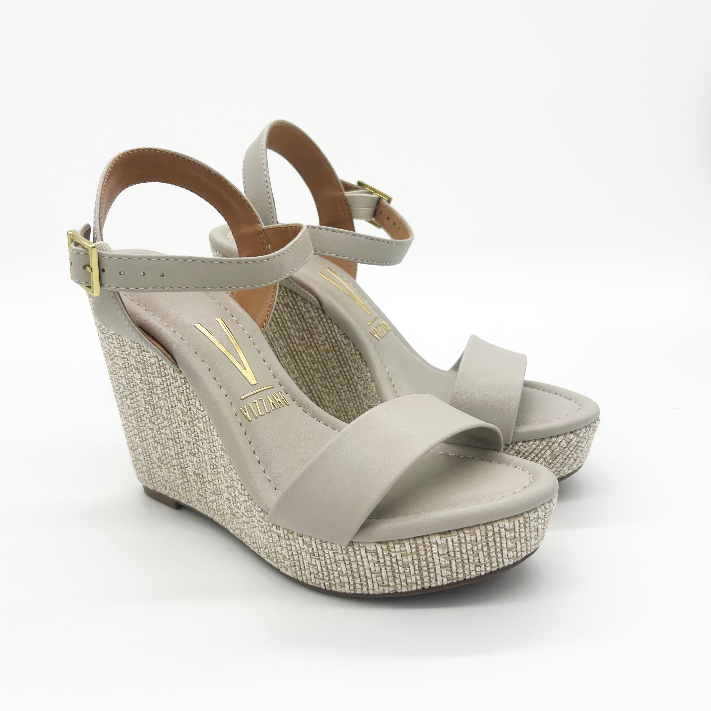 Vizzano 6283-2000 Raffia Wedge Sandal in Grey Napa