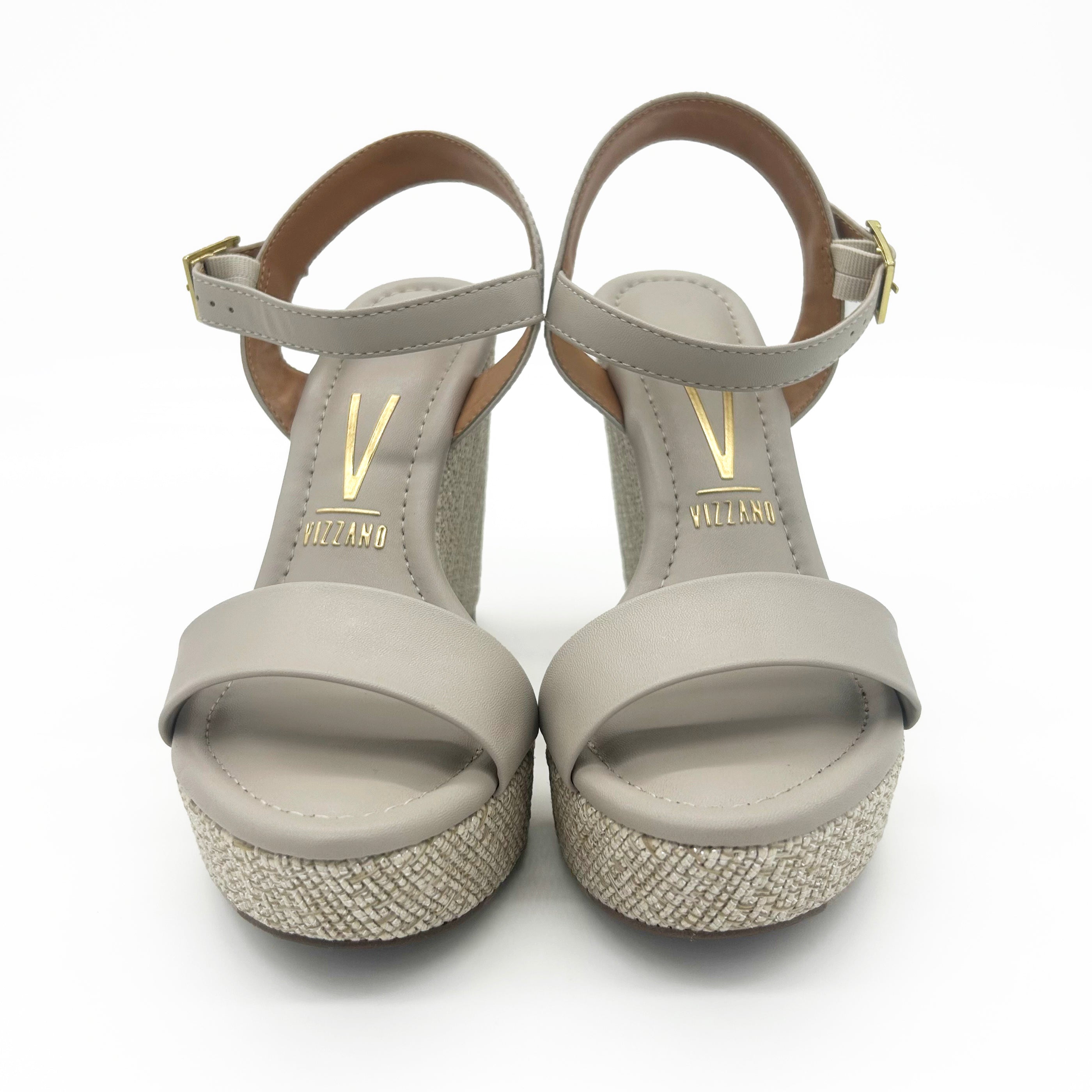 Vizzano 6283-2000 Raffia Wedge Sandal in Grey Napa