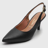 Vizzano 1185-700 Mid Heel Slingback in Black Napa