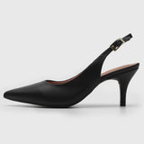 Vizzano 1185-700 Mid Heel Slingback in Black Napa