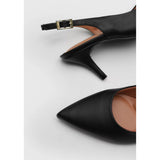 Vizzano 1185-700 Mid Heel Slingback in Black Napa