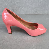 Vizzano 1840-300 Mid Heel Peeptoe Pump in Coral Patent
