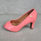 Vizzano 1840-300 Mid Heel Peeptoe Pump in Coral Patent