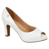 Vizzano 1840-300 Mid Heel Peeptoe Pump in White Napa