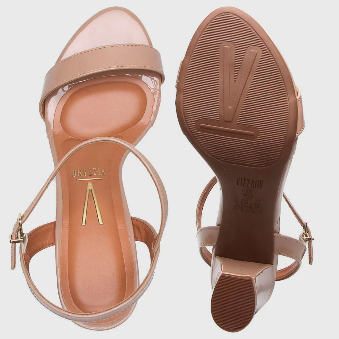 Vizzano 6262-474 Block Heel Sandal in Beige Patent