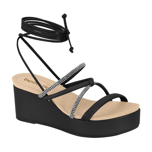 Beira Rio 8407-120 Strappy Wedge Sandal in Black
