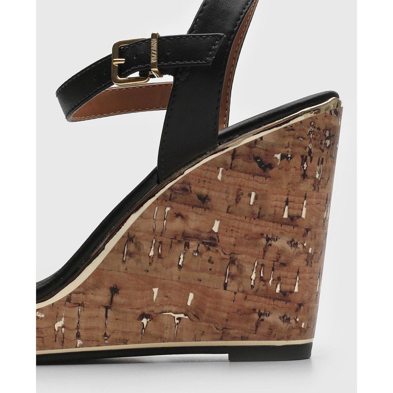 Vizzano 6283-4700 Wedge Sandal in Black Napa