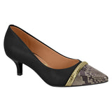 Vizzano 1122-878 Kitten Heel Pointy Toe Pump in Black/Multi Off White