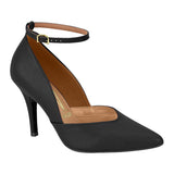 Vizzano 1184-1168 Pointy Toe Ankle Strap Pump in Black Napa