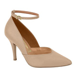 Vizzano 1184-1168 Pointy Toe Ankle Strap Pump in Beige Napa