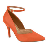 Vizzano 1184-1168 Pointy Toe Ankle Strap Pump in Orange Napa