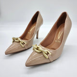 Vizzano 1184-1170 Pointy Toe Pump in Beige Patent