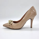 Vizzano 1184-1170 Pointy Toe Pump in Beige Patent