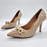 Vizzano 1184-1170 Pointy Toe Pump in Beige Patent