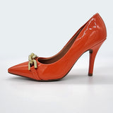 Vizzano 1184-1170 Pointy Toe Pump in Orange Patent