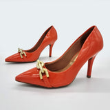 Vizzano 1184-1170 Pointy Toe Pump in Orange Patent