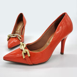 Vizzano 1184-1170 Pointy Toe Pump in Orange Patent