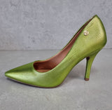 Vizzano 1184-1501 Pointy Toe Pump in Green Metallic Lizard