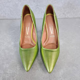 Vizzano 1184-1501 Pointy Toe Pump in Green Metallic Lizard