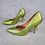 Vizzano 1184-1501 Pointy Toe Pump in Green Metallic Lizard